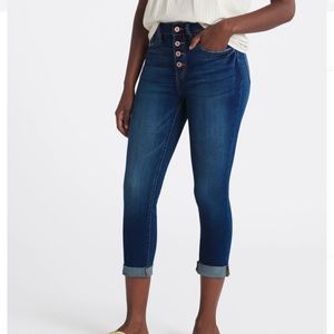 STITCH FIX Kan Can Brenda Mid Ride Exposed Button Fly Capri Jean, Size 10